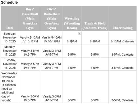 Winter Tryouts